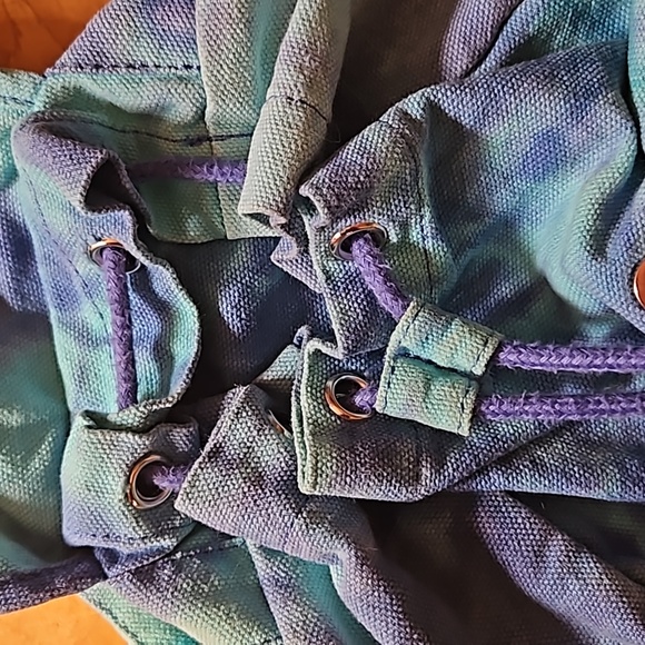 PINK VS tie died blue canvas mini backpack - Picture 9 of 14
